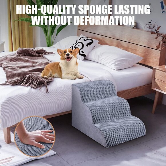 Chic Threads Dog Stairs for Small Dogs, 3-Step Dog Stairs for High Beds - Picture 6 of 8